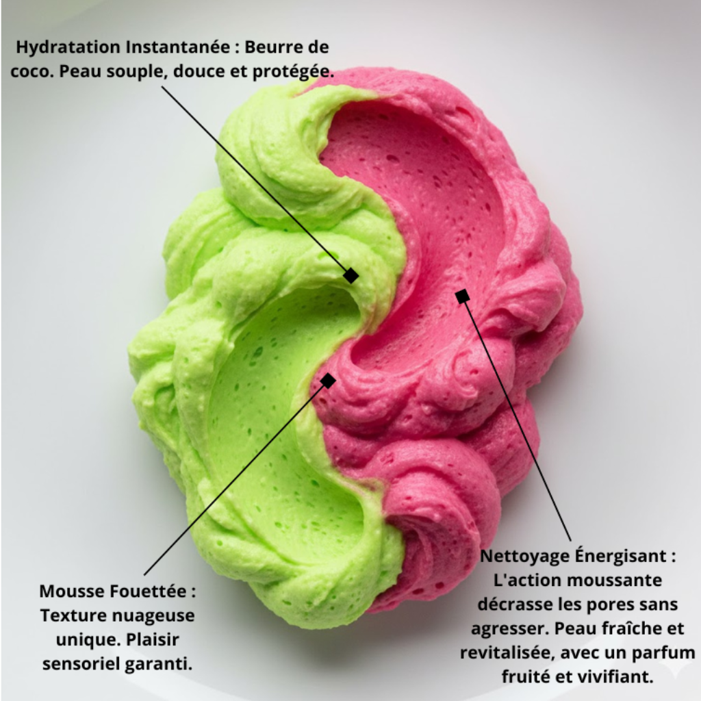 Savon à la crème fouettée peau éclatante fraise et kiwi 120g