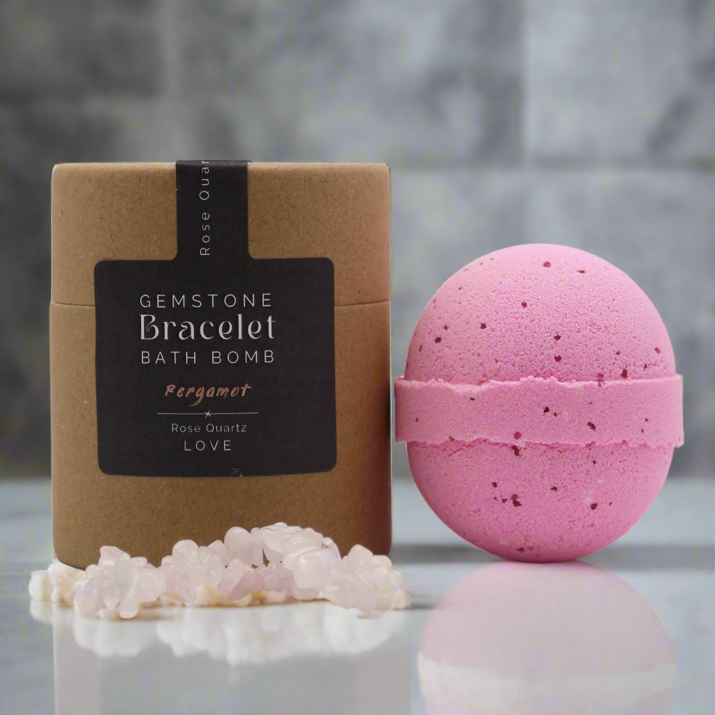 Bracelet bombe de bain avec pierre naturelle en quartz rose