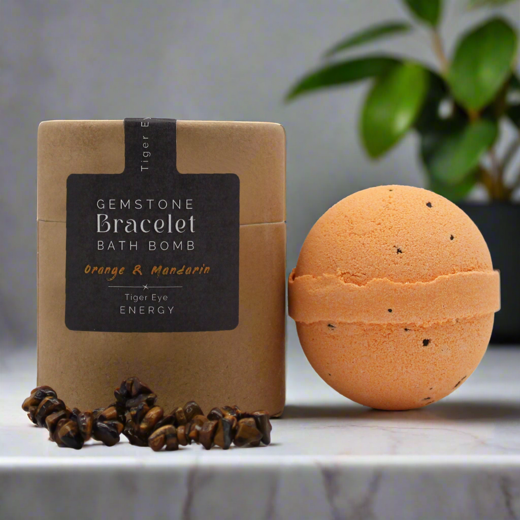 Bombe de bain avec bracelet en pierre naturelle œil de tigre