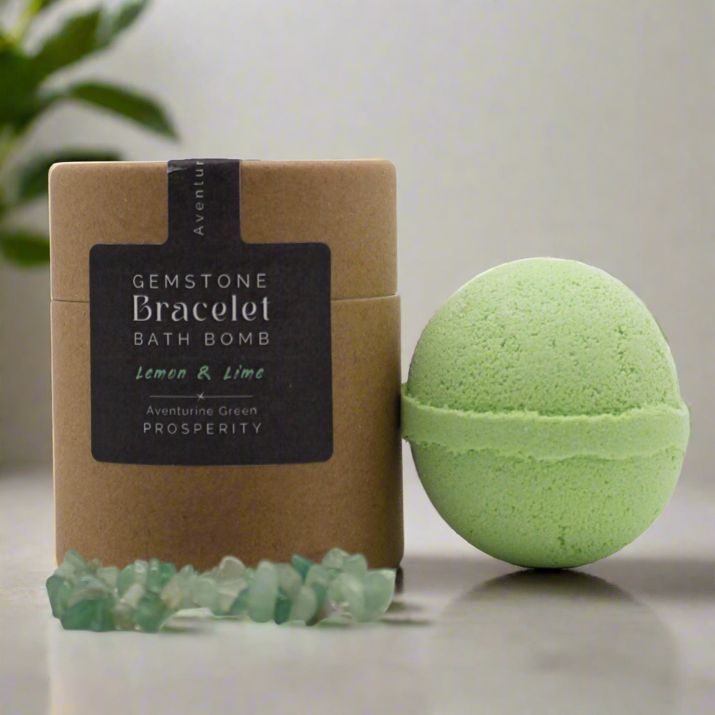 Bracelet bombe de bain avec pierre naturelle aventurine verte