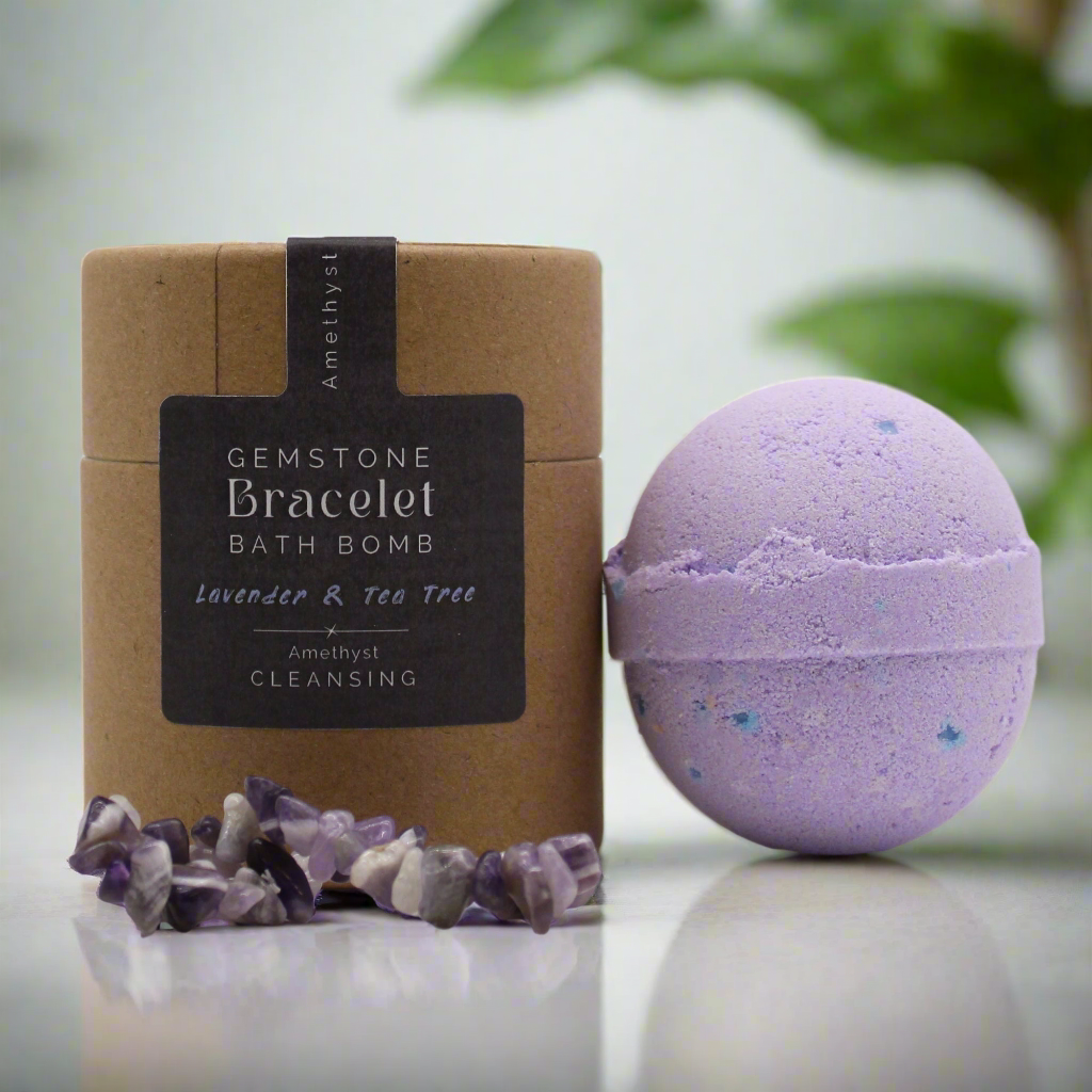 Bracelet bombe de bain avec pierre naturelle améthyste