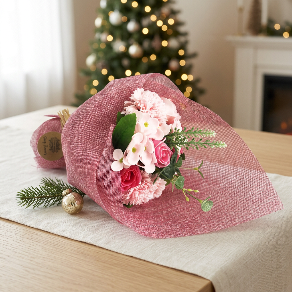 Bouquet Rose Tendresse · Fleurs de savon pour le bain