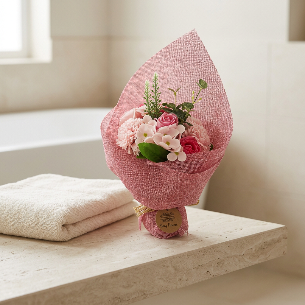 Bouquet Rose Tendresse · Fleurs de savon pour le bain