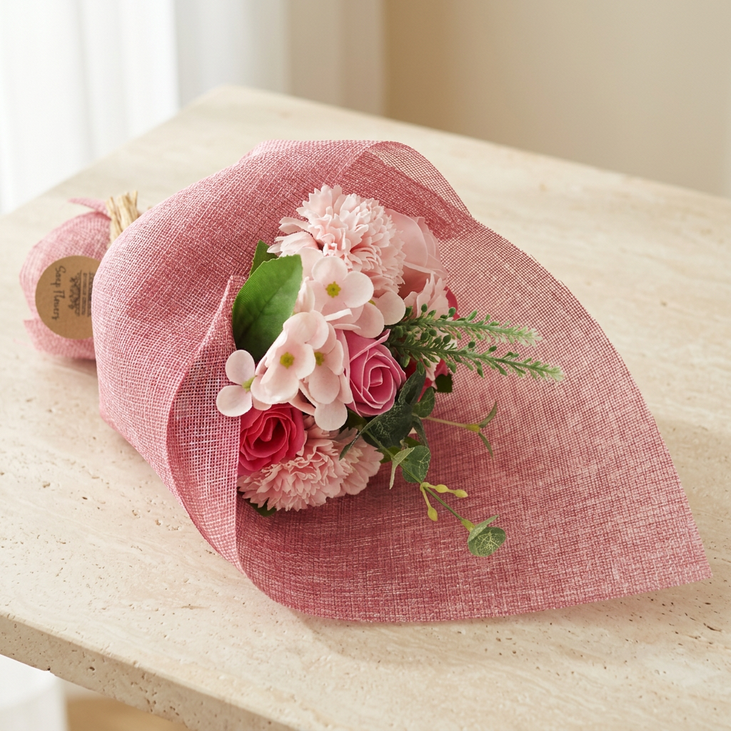 Bouquet Rose Tendresse · Fleurs de savon pour le bain