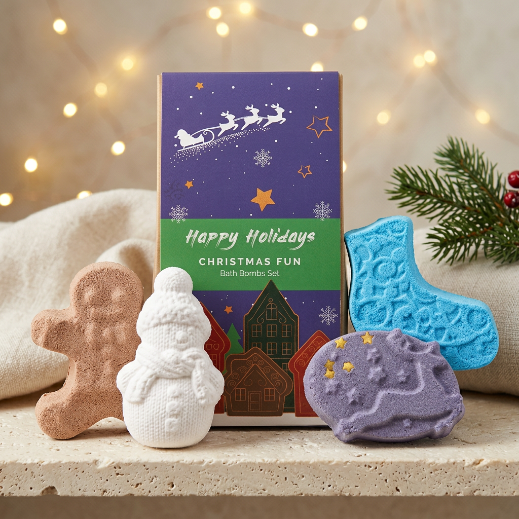 Coffret Noël – 4 bombes de bain pour une pause enchantée