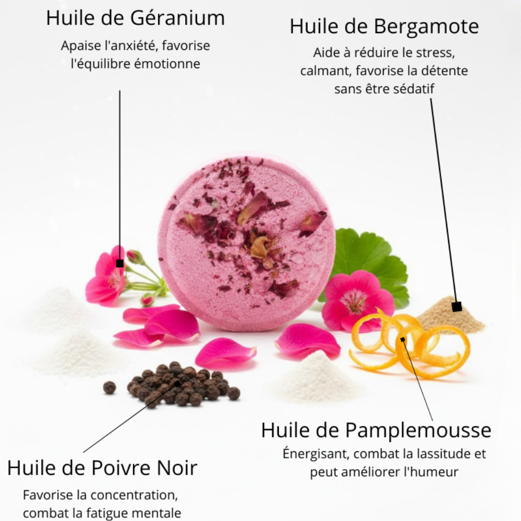 galet de douche anti stress et fatigue; apaise l'anxiété et favorise la concentration et la détente