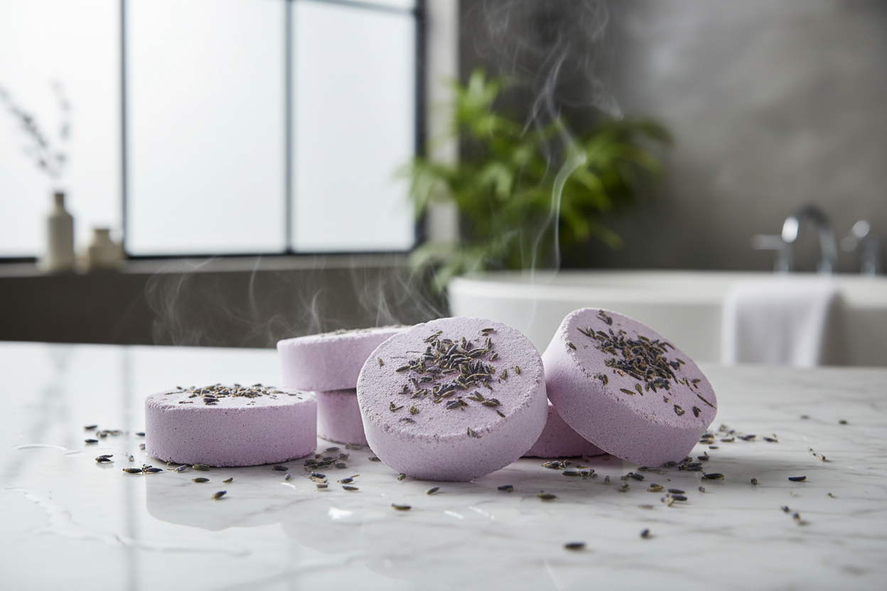 Galets lavande artisanaux avec fleurs